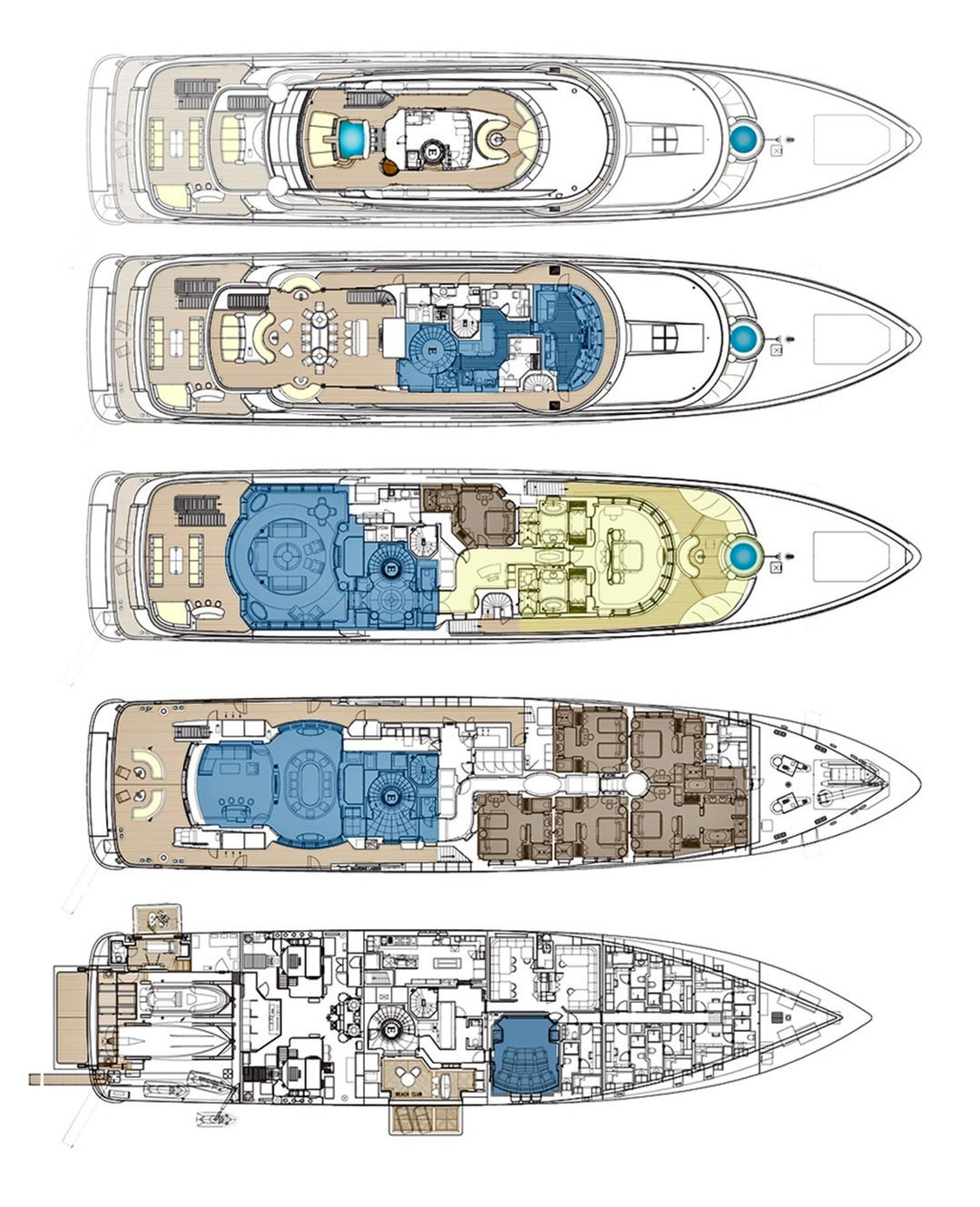Планы палуб. Яхта Ace 85 m план палуб. Яхта Кисмет план палуб. Яхта Octopus планировка палуб. Планировки 5 палубных яхт.